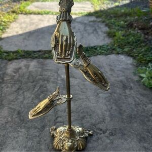 Vintage Victorian Style Brass Three Hand Clamp Mail Stand